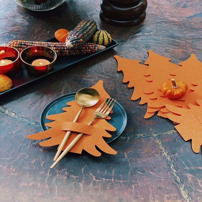 Decorativ Pin Tacâmuri Tacâmuri Șervețel din pâslă 6 bucăți Roșu Verde Crăciun Fericit Decoratiuni pentru masă Decoratiuni pentru masă Anul Nou