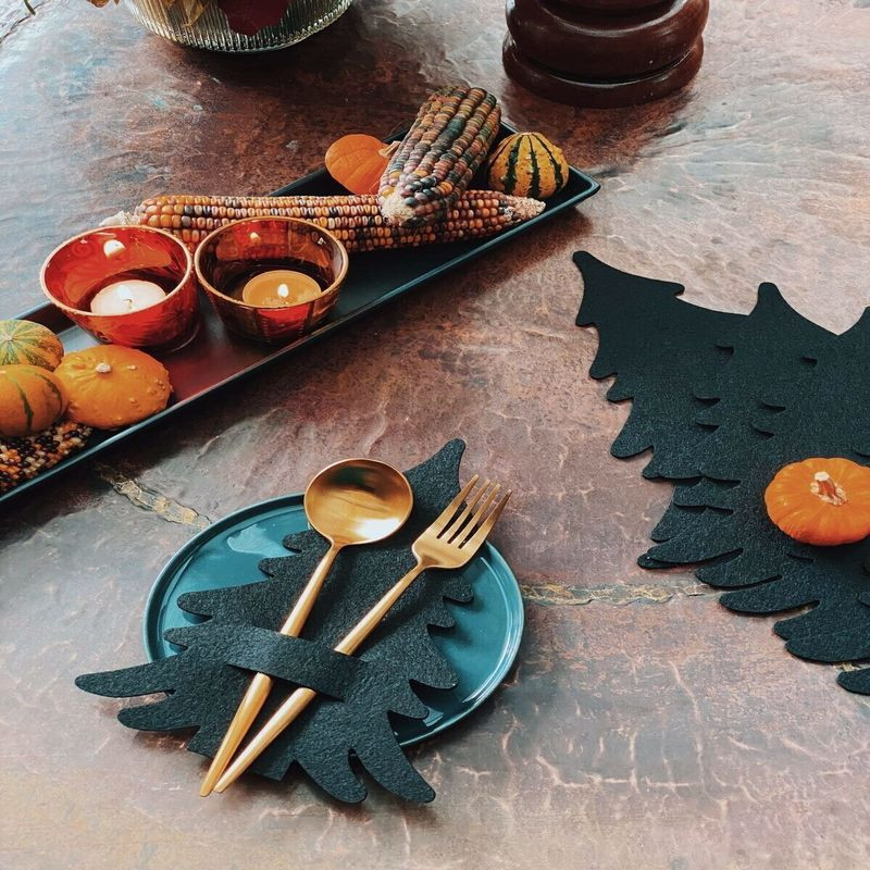 Decorativ Pin Tacâmuri Tacâmuri Șervețel din pâslă 6 bucăți Roșu Verde Crăciun Fericit Decoratiuni pentru masă Decoratiuni pentru masă Anul Nou