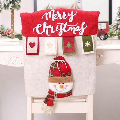 52x46cm Božićna navlaka za stolicu za kućni stol Dekoracija naslona stolice za večeru Snjegović Djed Božićnjak Šešir Navidad