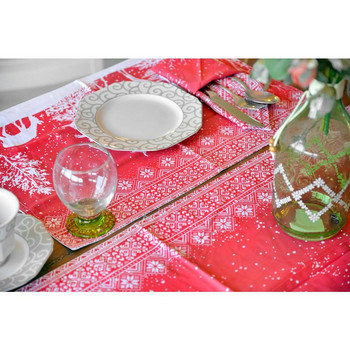 Коледна шарена салфетка за маса с турско качество 4 части 50x50 Подложка за маса Аксесоари за декорация на кухненска маса Подложки Подложки