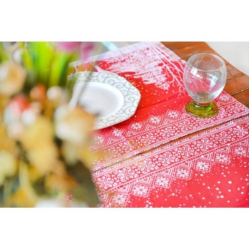 Коледна шарена салфетка за маса с турско качество 4 части 50x50 Подложка за маса Аксесоари за декорация на кухненска маса Подложки Подложки