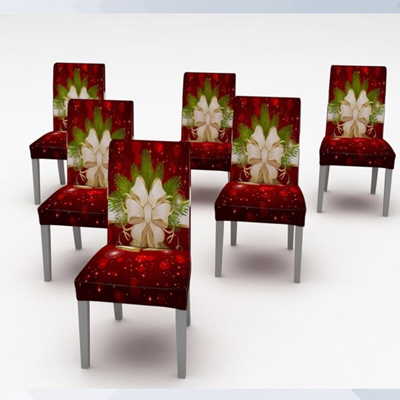 Elastične božićne blagovaonske stolice Coves Božićni ukrasi 2023. Rastezljive navlake za večernje stolice Home Party cubre silla navidad