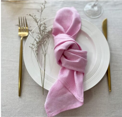 C003A Nagyker mosható 4db/csomag esküvői 42cm*42cm poros rózsaszín zöld 100% vászon asztali szalvéta