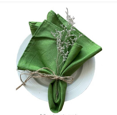 C003A Nagyker mosható 4db/csomag esküvői 42cm*42cm poros rózsaszín zöld 100% vászon asztali szalvéta