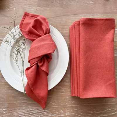 C003A Nagyker mosható 4db/csomag esküvői 42cm*42cm poros rózsaszín zöld 100% vászon asztali szalvéta