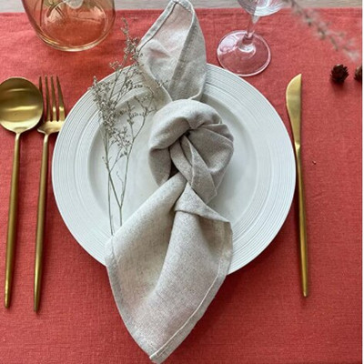 C003A Nagyker mosható 4db/csomag esküvői 42cm*42cm poros rózsaszín zöld 100% vászon asztali szalvéta