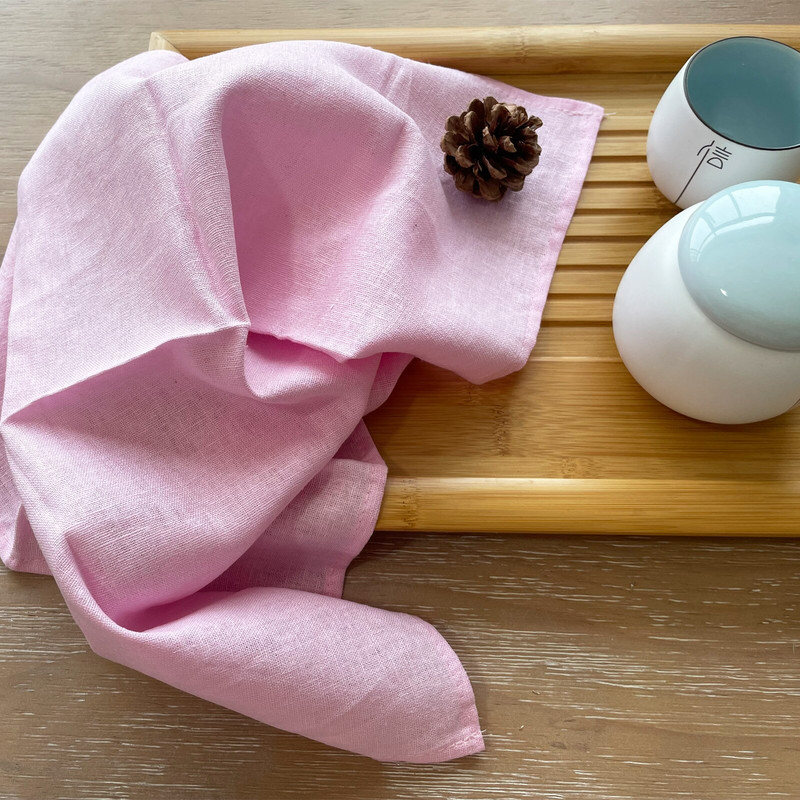 C003A Nagyker mosható 4db/csomag esküvői 42cm*42cm poros rózsaszín zöld 100% vászon asztali szalvéta