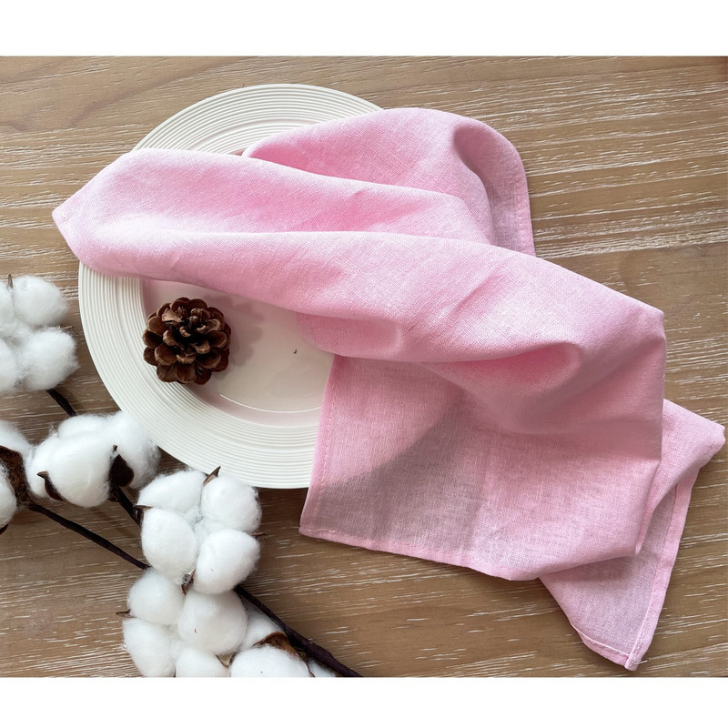 C003A Nagyker mosható 4db/csomag esküvői 42cm*42cm poros rózsaszín zöld 100% vászon asztali szalvéta