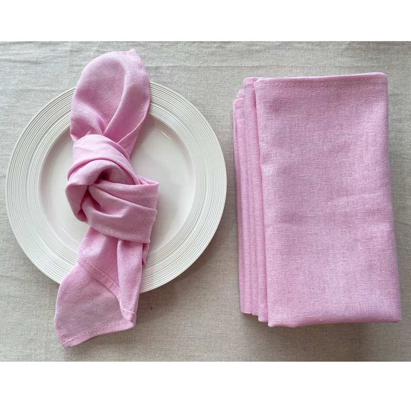 C003A Nagyker mosható 4db/csomag esküvői 42cm*42cm poros rózsaszín zöld 100% vászon asztali szalvéta