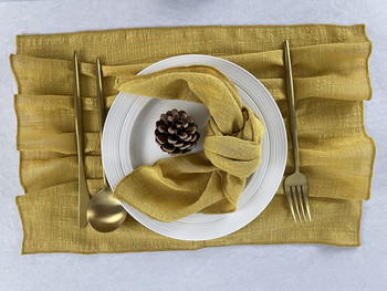 C004A Τραπέζι Γάμου Κουζίνας Πετσέτα Πασχαλινή Διακόσμηση Χρυσό Σκούρο Πράσινο Τερακότα 100% Βαμβακερό Τραπεζοπετσέτα Γάμου Διακοσμητικό