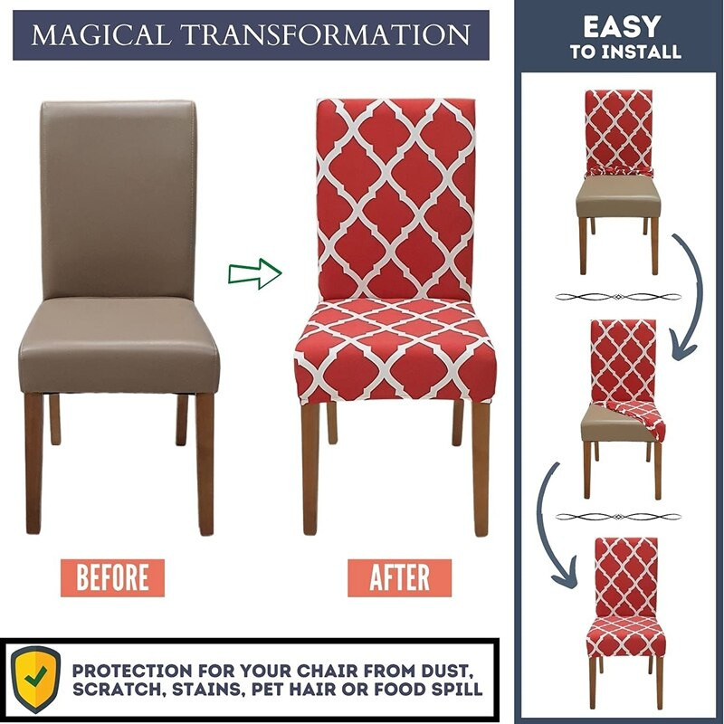 Valgomojo kėdžių užvalkalai iš 4 ištemptų valgomojo kėdžių užvalkalų virtuvės kėdės užvalkalai, skirti namams ar vakarėliui