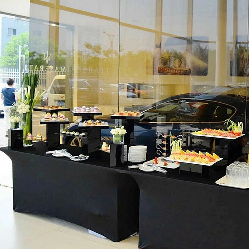 TECHOME 4/5/6/8/10FT Įtemptas stačiakampis staltiesės kokteilis pokylių stalo dangtis spandex staltiesė Vestuvių vakarėlis viešbučio namuose