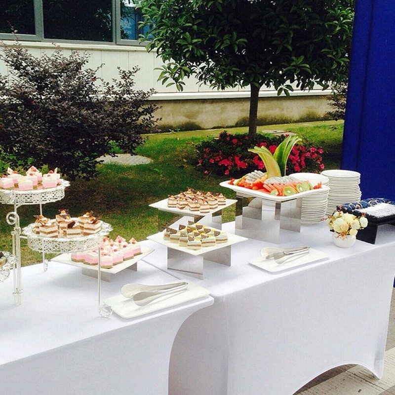 TECHOME 4/5/6/8/10FT Įtemptas stačiakampis staltiesės kokteilis pokylių stalo dangtis spandex staltiesė Vestuvių vakarėlis viešbučio namuose