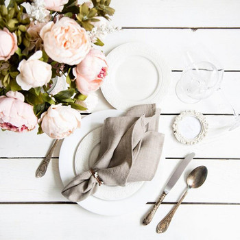 12 τεμ. Λινά χαρτοπετσέτες Λευκές υφασμάτινες χαρτοπετσέτες Τραπέζι για δείπνο για γαμήλιο πάρτι Διαθέσιμο μέγεθος 4