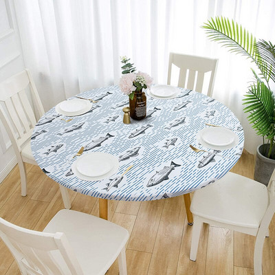 Apvali, elastinga spausdinimo staltiesė Easy Clean Staltiesė Namų Virtuvė Svetainė Neperšlampama ir alyvai atspari staltiesė