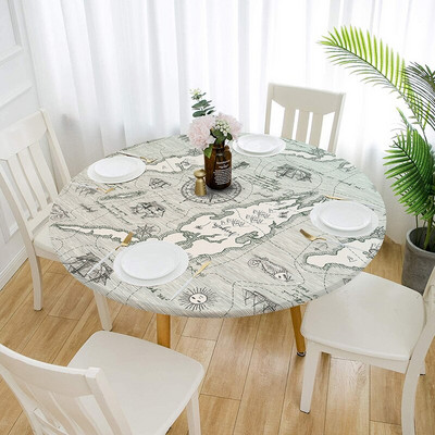 Apvali, elastinga spausdinimo staltiesė Easy Clean Staltiesė Namų Virtuvė Svetainė Neperšlampama ir alyvai atspari staltiesė