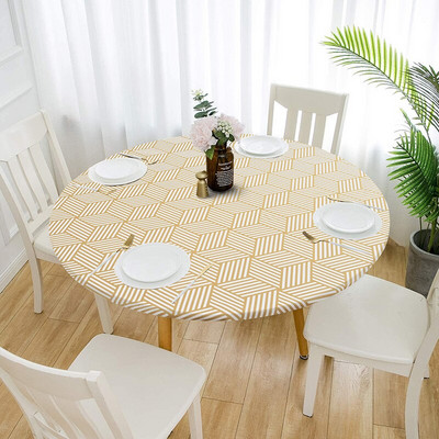 Apvali, elastinga spausdinimo staltiesė Easy Clean Staltiesė Namų Virtuvė Svetainė Neperšlampama ir alyvai atspari staltiesė