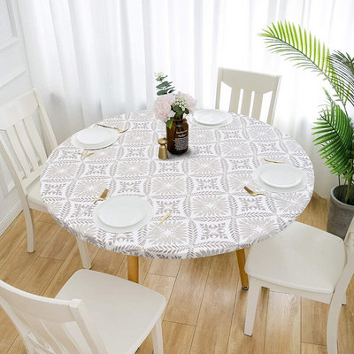 Apvali, elastinga spausdinimo staltiesė Easy Clean Staltiesė Namų Virtuvė Svetainė Neperšlampama ir alyvai atspari staltiesė