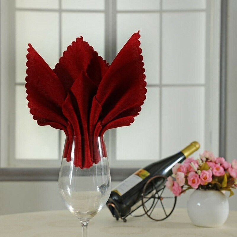 10 vnt. Stalo servetėlių audinys 48x48 cm paprastas poliesteris, skirtas vestuvėms, vienspalvių gėlių restorano puošmena raukšlė