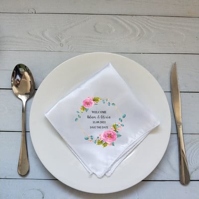 Personalizirane satenske salvete za vjenčanje Po narudžbi Maramice Salvete za večeru za svadbene bankete Salvete Potrepštine za zabave Salvete za stol