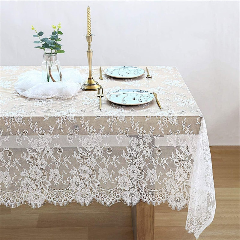 150*300cm biely vintage obrus, čipkovaný dekoratívny obrus, jedálenský obrus, textilné obrusy, svadobné párty, hotelové bytové dekorácie