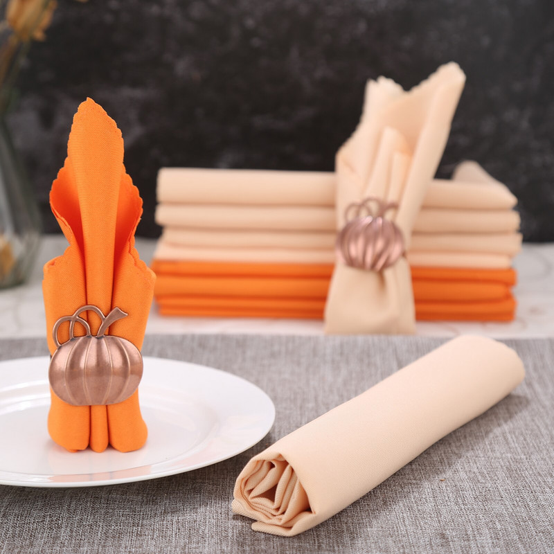 6 vnt medžiaginės servetėlės kvadratinės grynos spalvos poliesterio oranžinė / šampanas 48 * 48 cm vakarienės stalo dekoras Vestuvių vakarėlis restoranas banketas