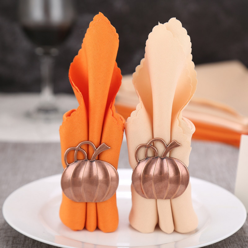 6 vnt medžiaginės servetėlės kvadratinės grynos spalvos poliesterio oranžinė / šampanas 48 * 48 cm vakarienės stalo dekoras Vestuvių vakarėlis restoranas banketas