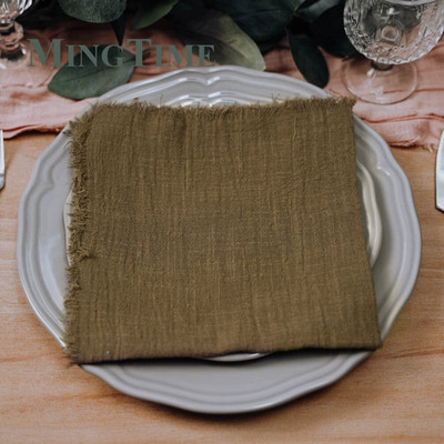 6gab Salvetes Audums 41*41cm Lauku stila kokvilnas marle Hanky tējas dvielis Ēdamistabas Paklājiņi Kāzu restorāna piederumi Lina galda dekors