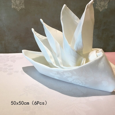 6 kom/komplet Bijeli stolni ubrusi Vjenčani tiskani ubrusi za zabavu Stolnjaci Pamučni ubrusi Rupčić Dekoracija hotela