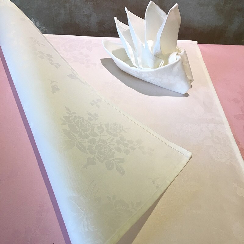 6 kom/komplet Bijeli stolni ubrusi Vjenčani tiskani ubrusi za zabavu Stolnjaci Pamučni ubrusi Rupčić Dekoracija hotela