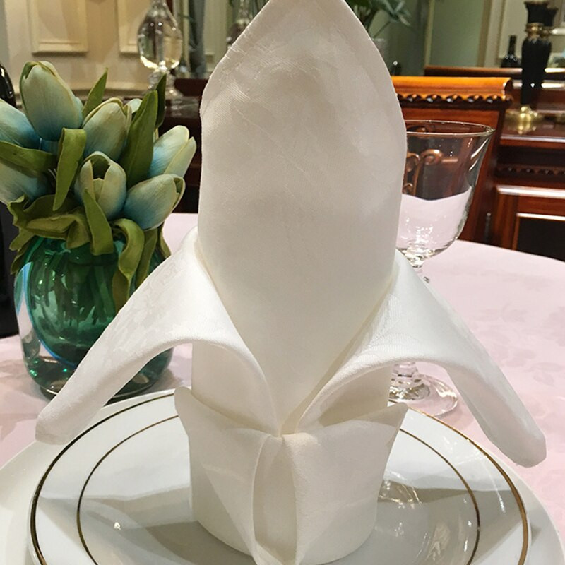 6 kom/komplet Bijeli stolni ubrusi Vjenčani tiskani ubrusi za zabavu Stolnjaci Pamučni ubrusi Rupčić Dekoracija hotela