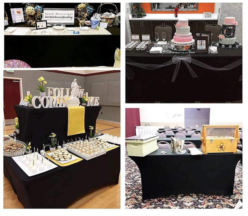 Husă de masă extensibilă din spandex pentru masă pliabilă, dreptunghiulară, de cocktail, perfectă pentru banchetul de nuntă