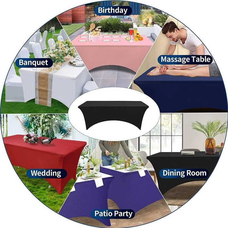 Husă de masă extensibilă din spandex pentru masă pliabilă, dreptunghiulară, de cocktail, perfectă pentru banchetul de nuntă