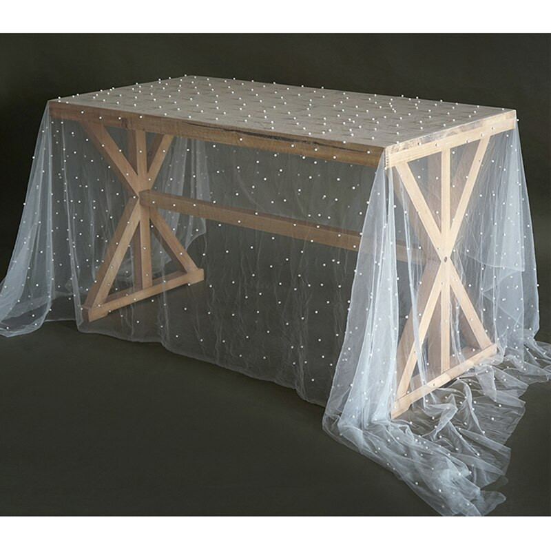 Perlų marlės staltiesės tortas Desertas nėrinių staltiesė balta stalo danga vestuvėms fono audinys Valance namų dekoravimas