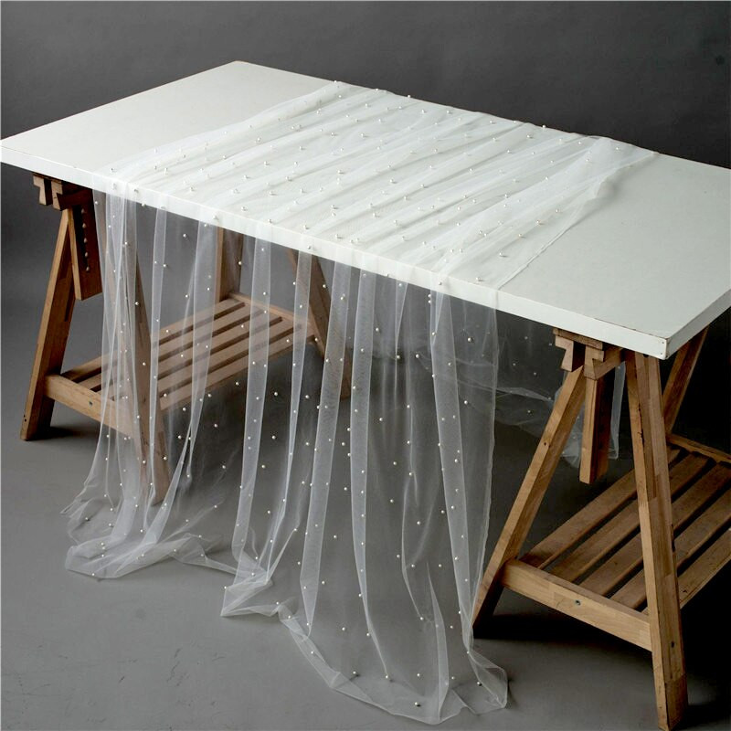 Perlų marlės staltiesės tortas Desertas nėrinių staltiesė balta stalo danga vestuvėms fono audinys Valance namų dekoravimas