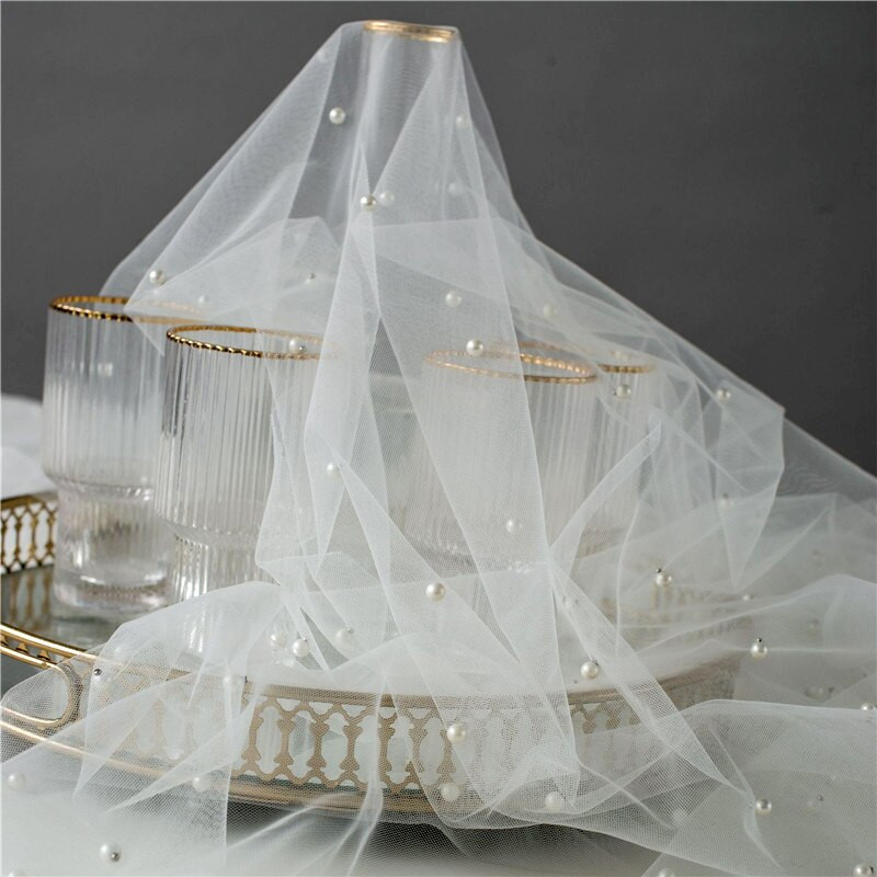 Perlų marlės staltiesės tortas Desertas nėrinių staltiesė balta stalo danga vestuvėms fono audinys Valance namų dekoravimas