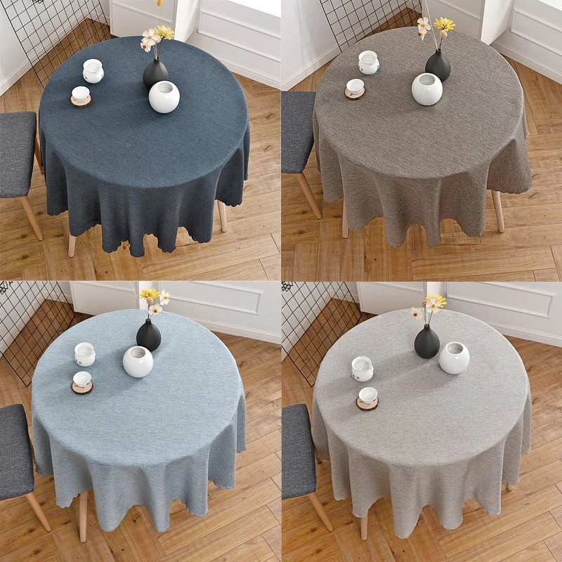Vienspalvis apvalus stalo audinys medvilninis lininis virtuvės dekoras Elegantiškas viešbučio vakarėlis Vestuvių staltiesė valgomojo ir kavos staltiesė