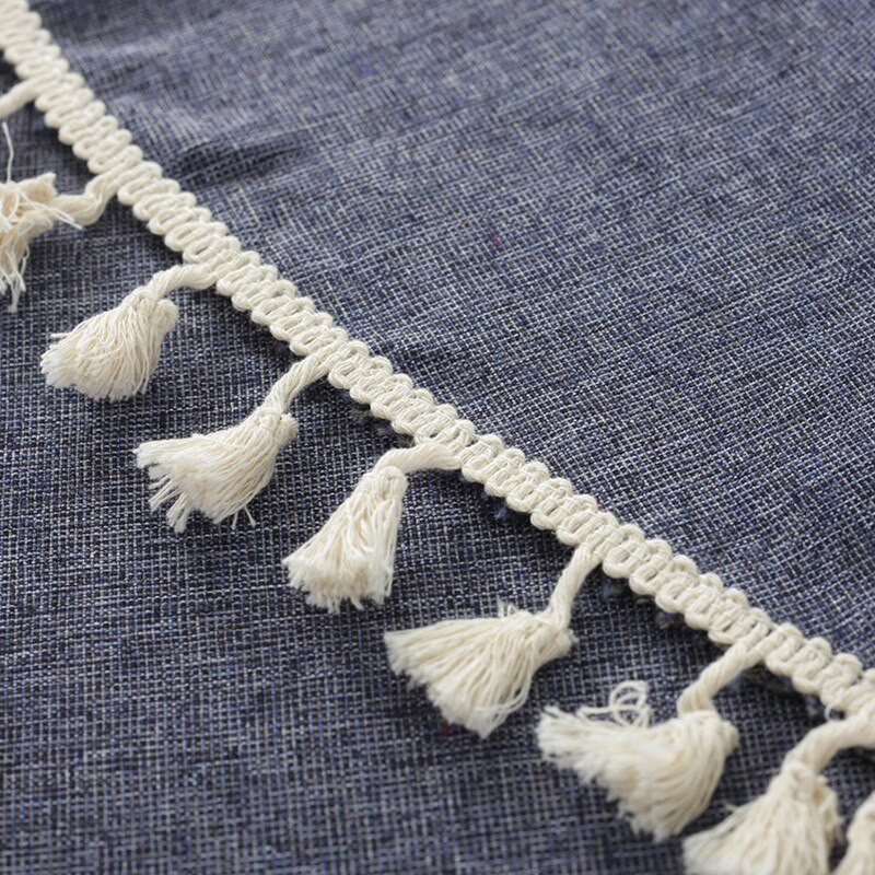 Față de masă în stil japonez cu trandafiri mândru Față de masă simplă din bumbac, in, rotundă, uni, culoare solidă, gri deschis, bleumarin, ciucuri Meal Cov