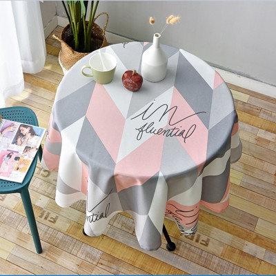 Nordic Style Kerek Asztalterítő Egyszerű Vízálló Étterem Szálloda Háztartási Kerek Asztalterítő Nyomtatás Kockás Geometrikus Állat