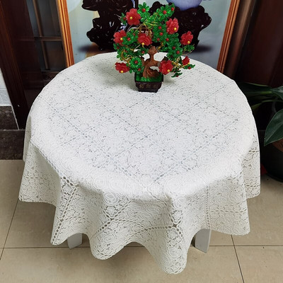 Okrúhly obrus, PVC plast, vodeodolný, olejuvzdorný obrus, kvetinová potlač, domáci, kuchynský, jedálenský, obrus, dekorácia stola