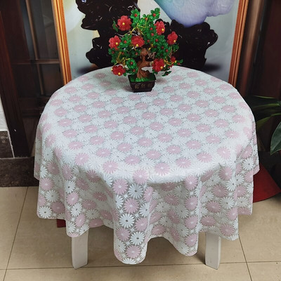 Okrúhly obrus, PVC plast, vodeodolný, olejuvzdorný obrus, kvetinová potlač, domáci, kuchynský, jedálenský, obrus, dekorácia stola
