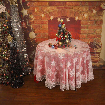 Романтична дантелена коледна покривка за маса Бяла ретро дантелена флорална бродерия Покривка за маса Начало Сватбено парти Коледен декор Navidad