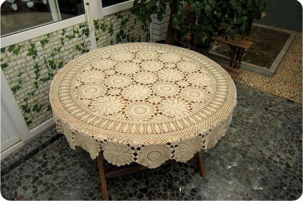 Rankų darbo nerta staltiesė vakarienės apvali staltiesė 100 % medvilnė Galimi įvairių dydžių