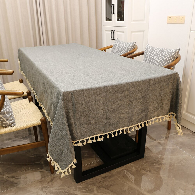 Okrugle nordijske rese Stolnjaci Elegantna dekoracija Pamučna posteljina Pravokutni blagovaonski stolnjak Svadbene navlake za hotelske stolove