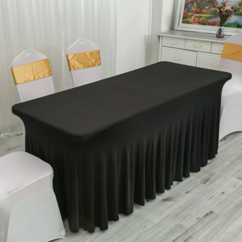 Obdĺžnikový obrus z lycry a spandexu, elastický obrus na svadobný stôl s dlhým obrusom, hotelová párty dekorácia, strečová sukňa