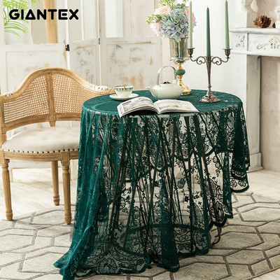 GIANTEX Retro csipke dekoratív terítő terítő kerek asztalterítő étkezőasztal huzat Obrus Tafelkleed kandalló mesa nappe