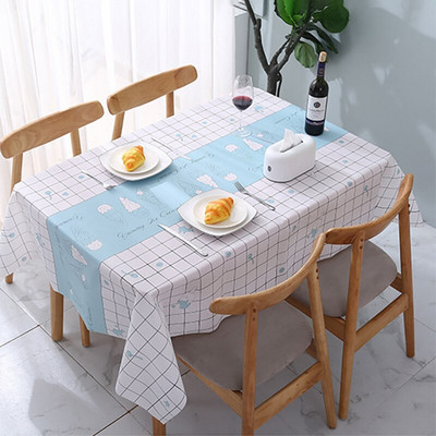 Kvadratni, pravokutni kuhinjski ukrasni stolnjak PVC vodootporan, navlaka za blagovaonski stol s otisnutim crtanim uzorkom