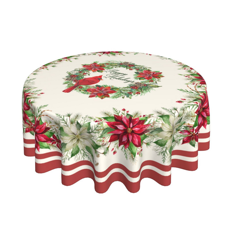 Raudona kardinolas paukščių staltiesė apvali raudona balta gėlėta staltiesė, plaunamas banketo stalo užvalkalas, skirtas namų vakarėliui iškylai pietauti