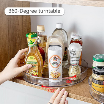 360 Περιστροφικό ντουλάπι Πικάπ Organizer Storage Spice Rack Drink Storage Rack PET Διαφανές για μπάνιο κουζίνας