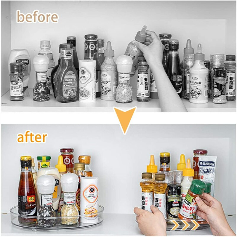 360 forgatható szekrény lemezjátszó rendszerező tároló fűszertartó ital kozmetikai tároló állvány PET átlátszó konyhai fürdőszobába